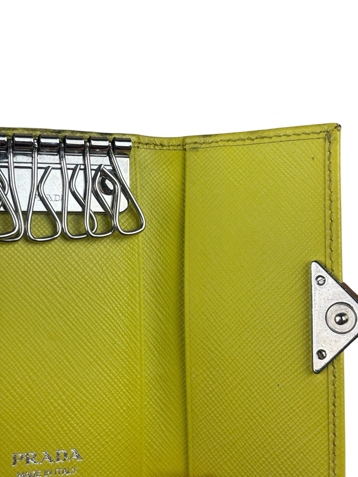 Prada Yellow Saffiano Leather Small Key Holder