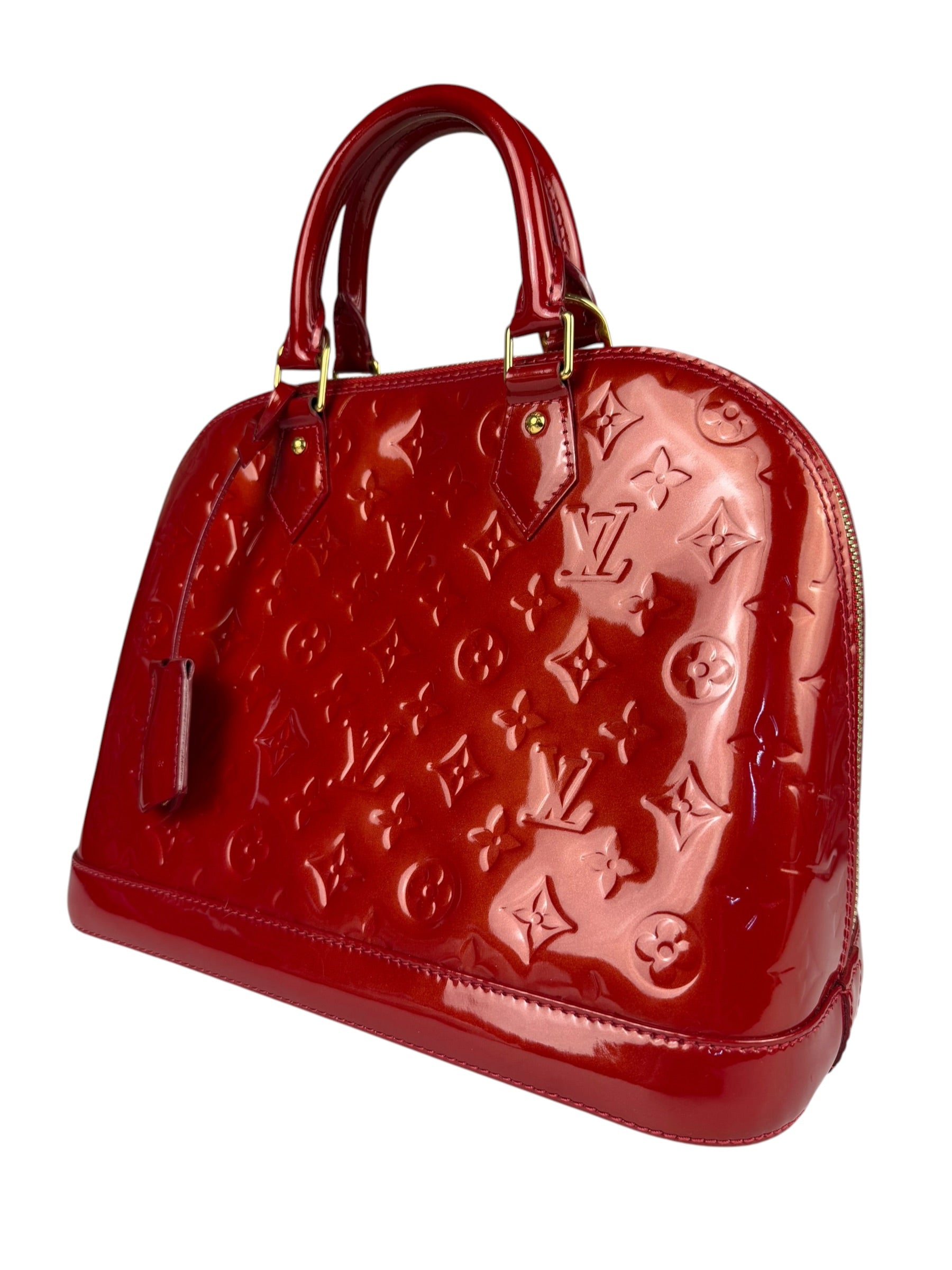 Louis Vuitton Red Vernis Alma MM Handbag