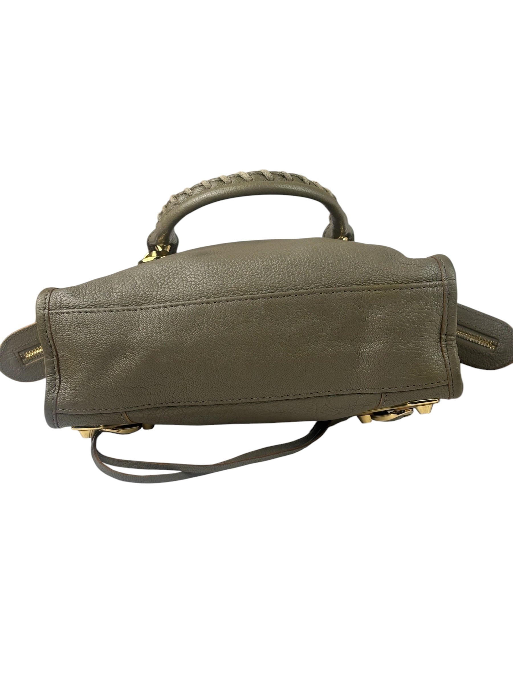 Balenciaga Gris Taupe Leather Mini Metallic Edge City Two-Way Bag