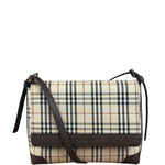 Burberry Vintage Leather Trim House Check Crossbody Flap Bag