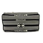 Chanel Black/White Leather Trim/Cloth Venise Biarritz Flap Bag 2019