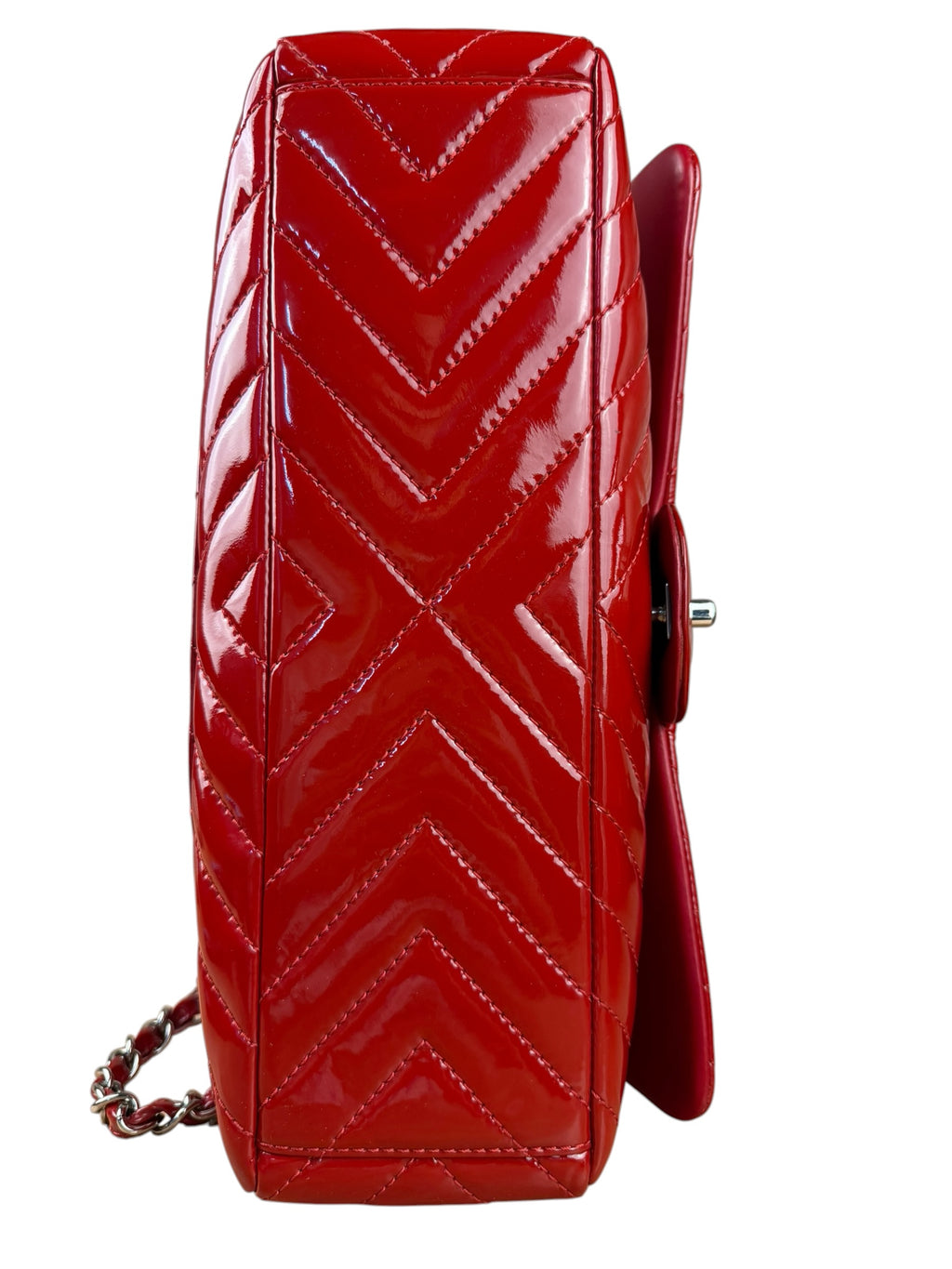 Chanel Red Patent Chevron Jumbo Flap 2010