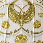 Hermes Ivory Gold Emblem Print Silk Scarf
