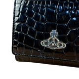 Vivienne Westwood Black Patent Croc Embossed Compact Wallet