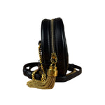 Saint Laurent Round Vinyle Quilted Shoulder Bag Black