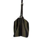 Fendi Green/Black Leather Trim Pequin Stripe Hobo Bag