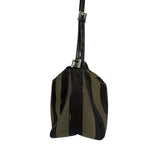 Fendi Green/Black Leather Trim Pequin Stripe Hobo Bag