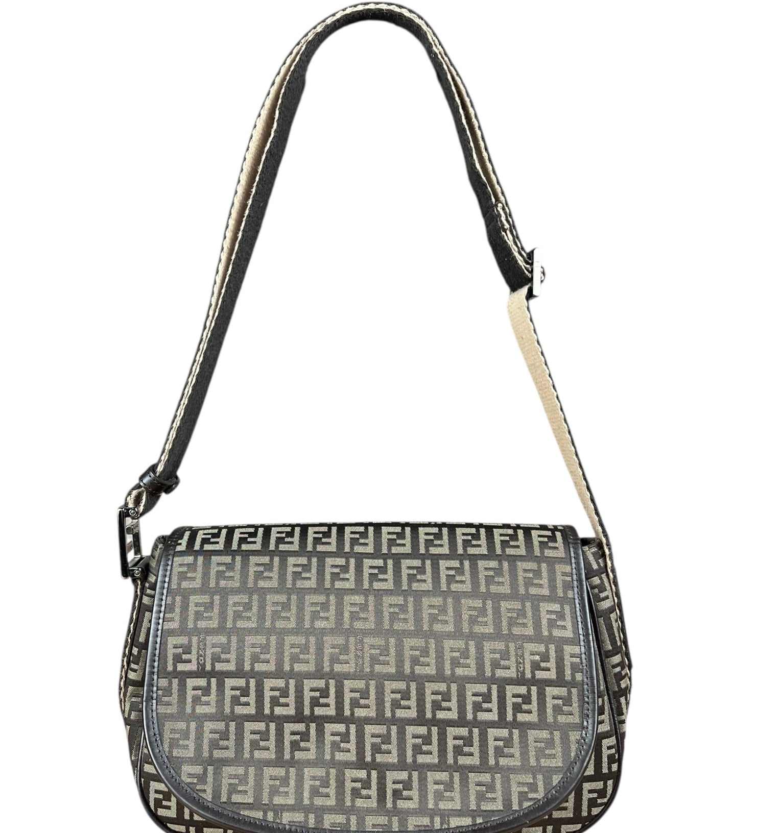 Fendi FF Vintage Brown Flap Crossbody Bag