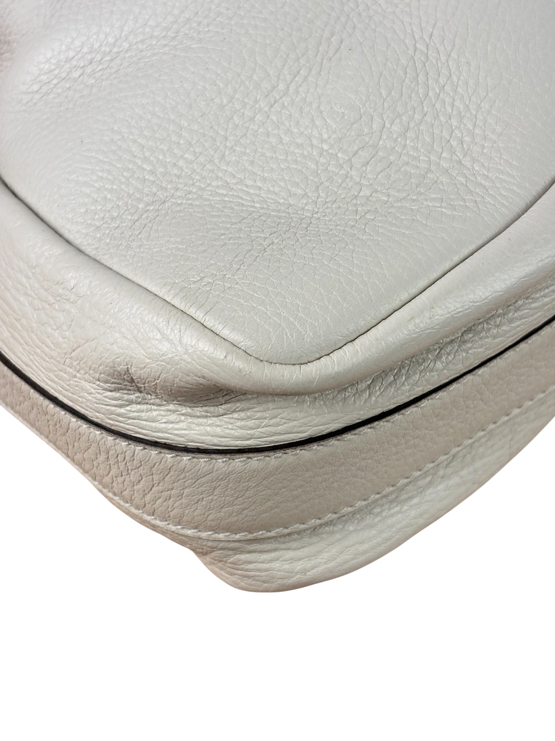 Gucci White Leather Bamboo Jungle Shoulder Bag