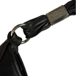 Yves Saint Laurent Black Leather St. Tropez Ruffled Hobo Bag