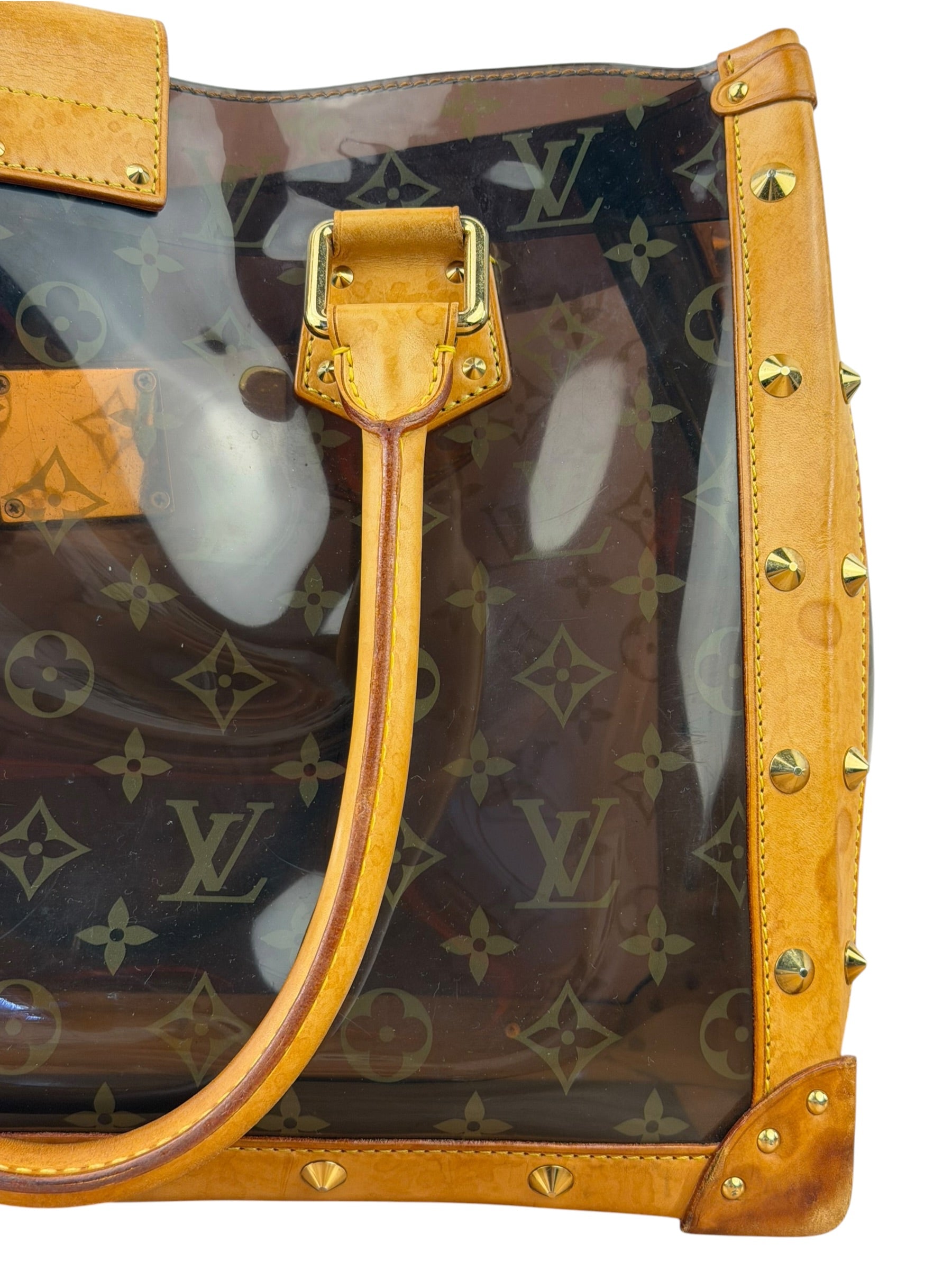 Louis Vuitton Vintage Brown Leather/PVC Monogram Ambre Tote