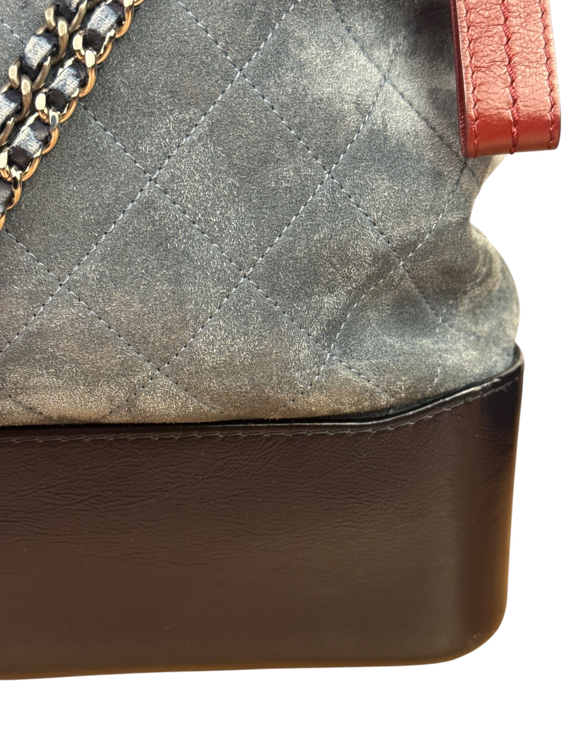 Chanel Bicolor Quilted Suede Leather Trim Medium Gabrielle Hobo Bag 2017