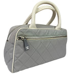 Chanel Grey Quilted Leather Trim Bowling Bag 2000