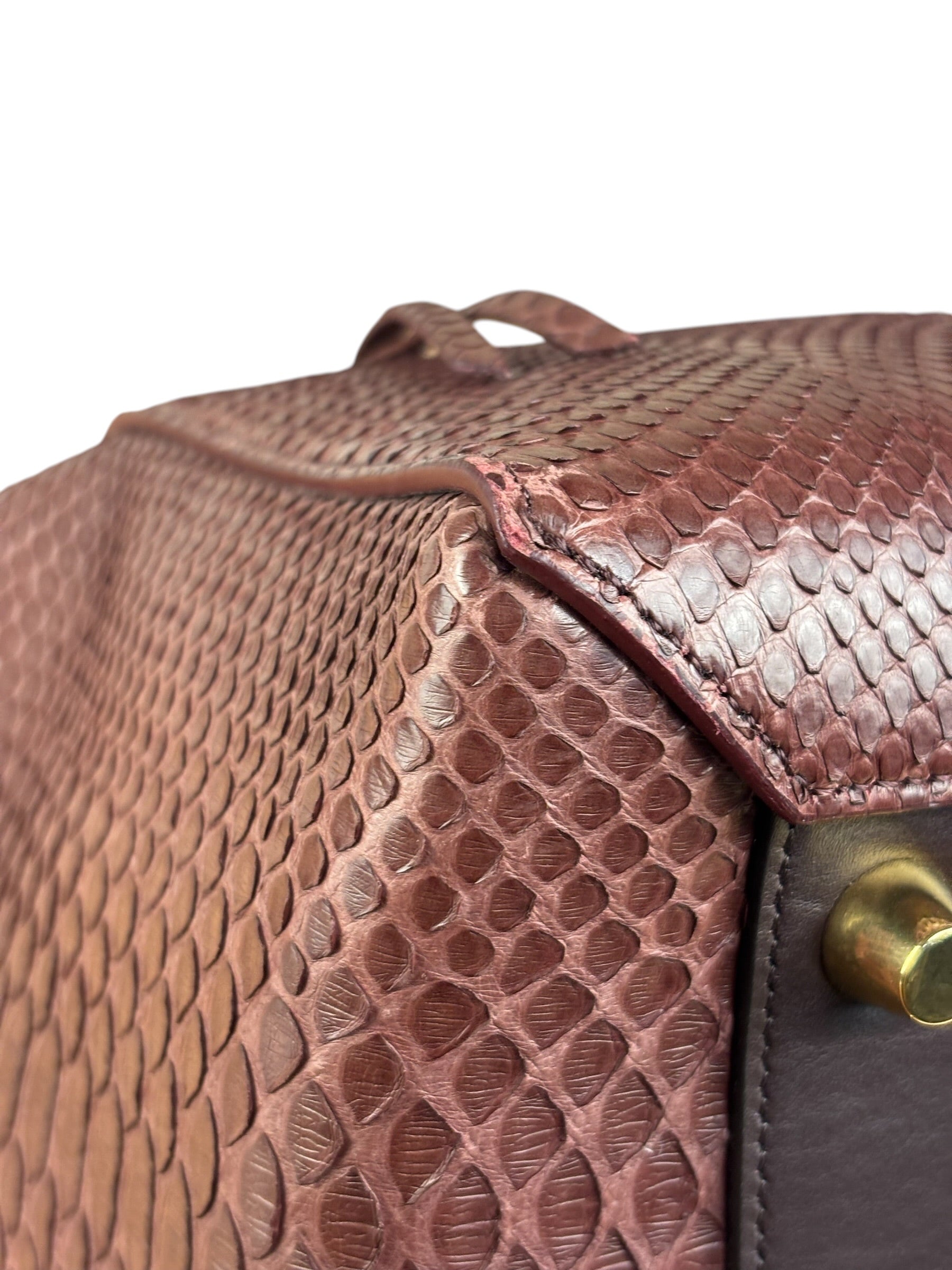 Celine Maroon Python Embossed Trapeze Bag
