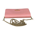 Prada Pink Saffiano Leather Wallet On Chain