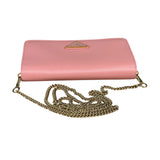 Prada Pink Saffiano Leather Wallet On Chain