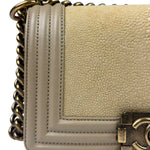 Chanel Beige Leather Boy Stingray Flap Bag 2013