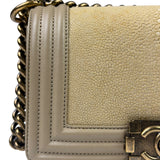 Chanel Beige Leather Boy Stingray Flap Bag 2013