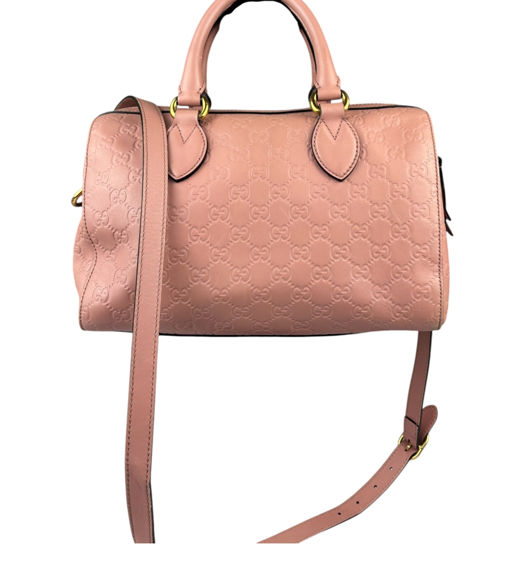 Gucci Pink Leather Guccissima Two-Way Boston Bag