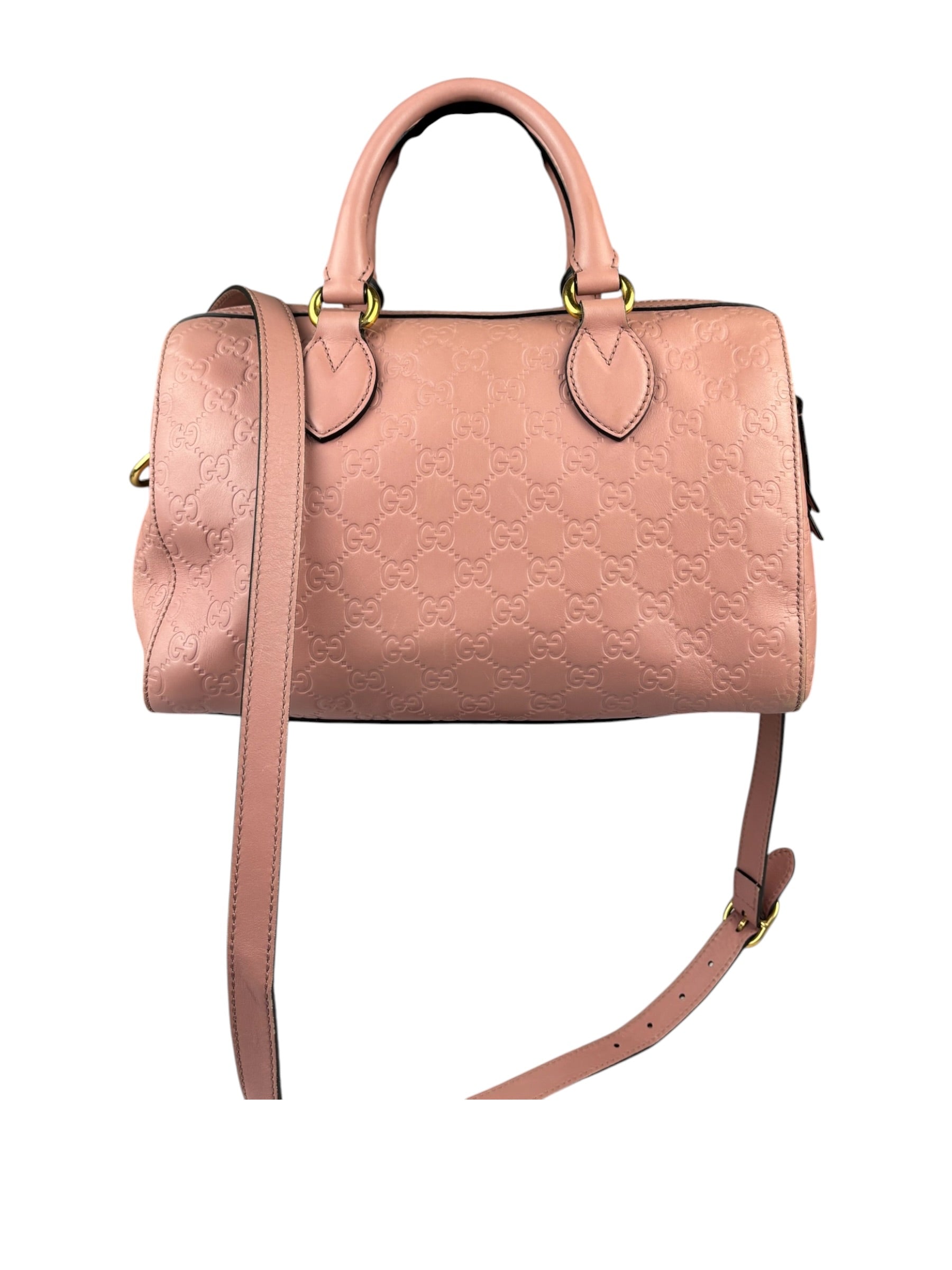 Gucci Pink Leather Guccissima Two-Way Boston Bag