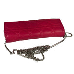 Christian Dior Pink Quilted Lambskin Lady Dior Wallet On Chain