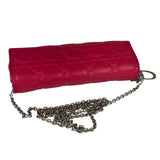 Christian Dior Pink Quilted Lambskin Lady Dior Wallet On Chain