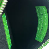 Balenciaga Neon Green Crocodile-Embossed Coin/Card Holder