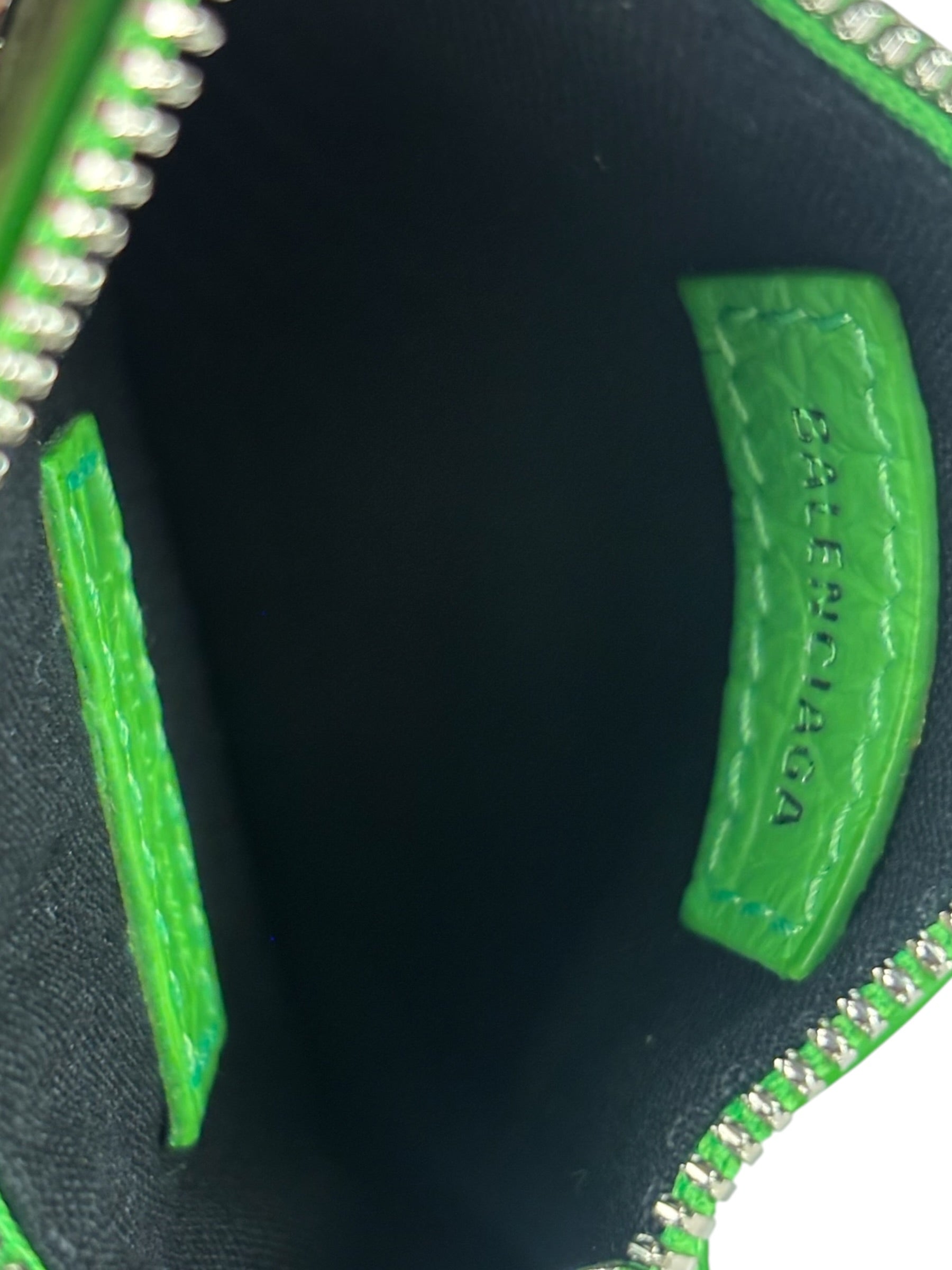 Balenciaga Neon Green Crocodile-Embossed Coin/Card Holder