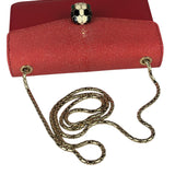 Bvlgari Red Calfskin Serpenti Forever Galuchat Crossbody Bag