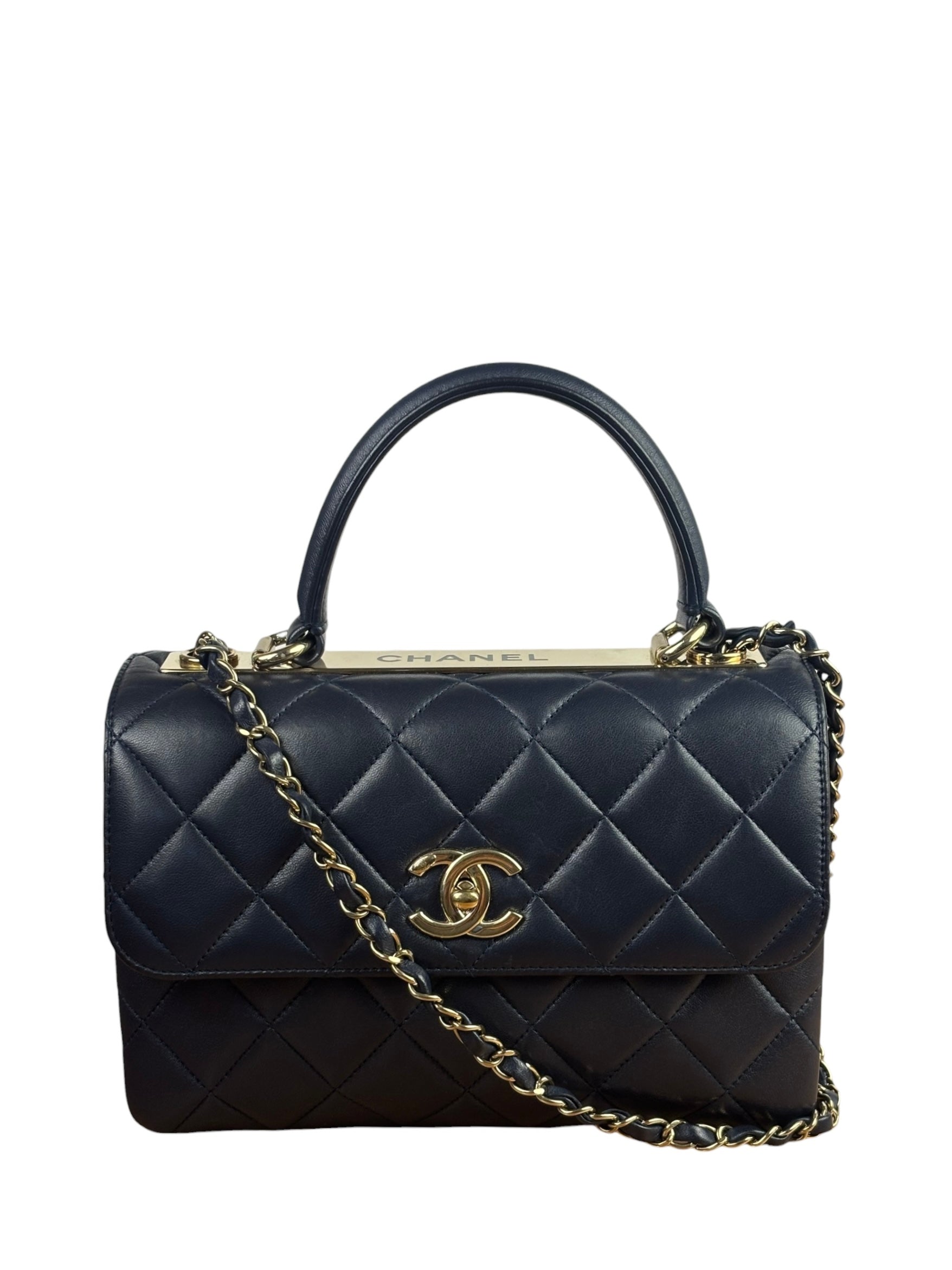 Chanel Navy Quilted Lambskin Small Trendy Flap Bag