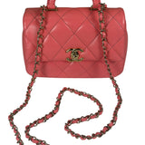 Chanel Pink Quilted Lambskin Two-Way Bag 2021