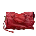 Balenciaga Red Leather Moto City Shoulder Bag Medium