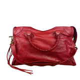 Balenciaga Red Leather Moto City Shoulder Bag Medium