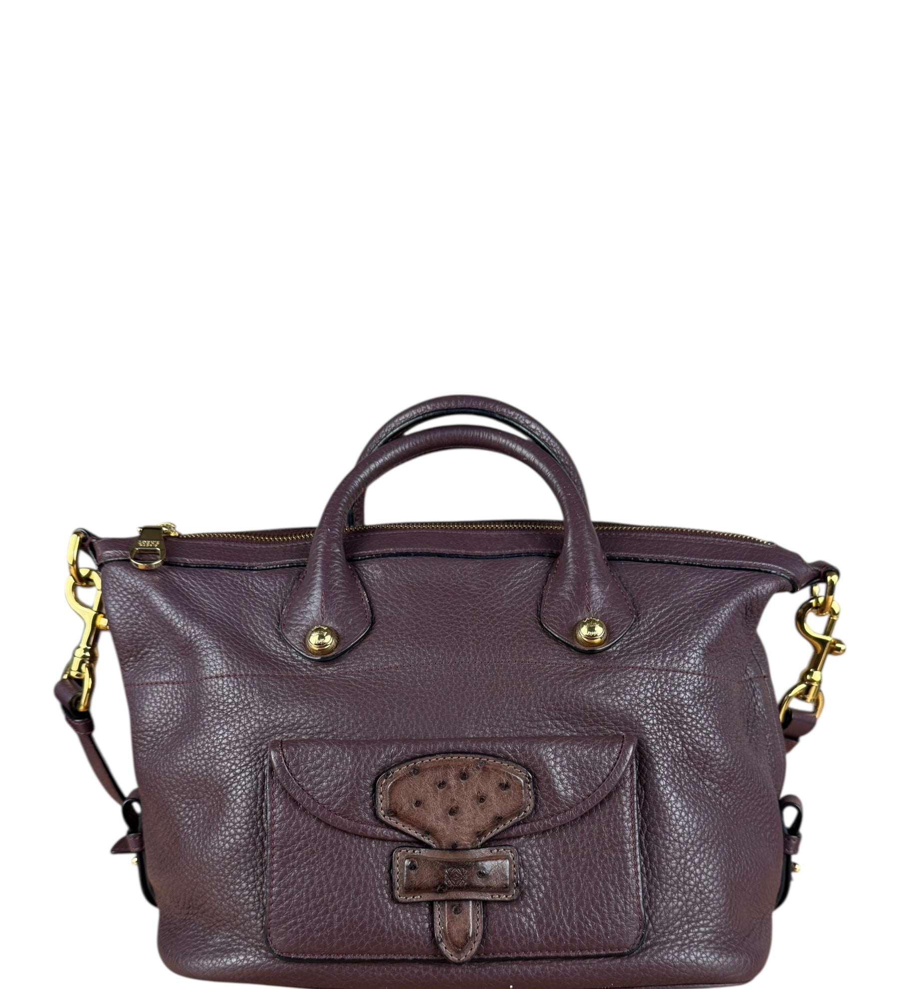 Loewe Purple Leather Ostrich Front 2Way Handbag