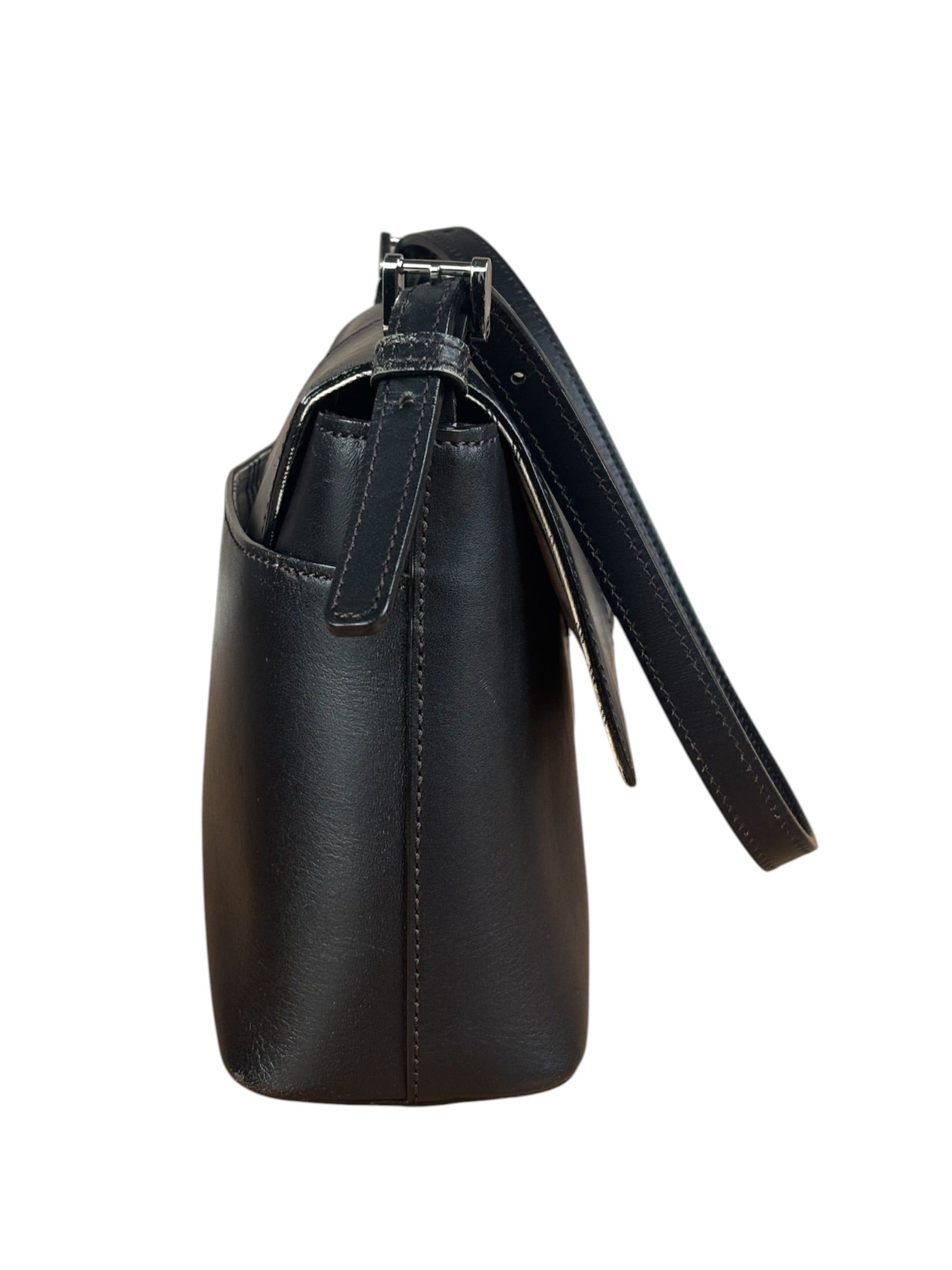 Burberry Vintage Black Leather Flap Shoulder Bag