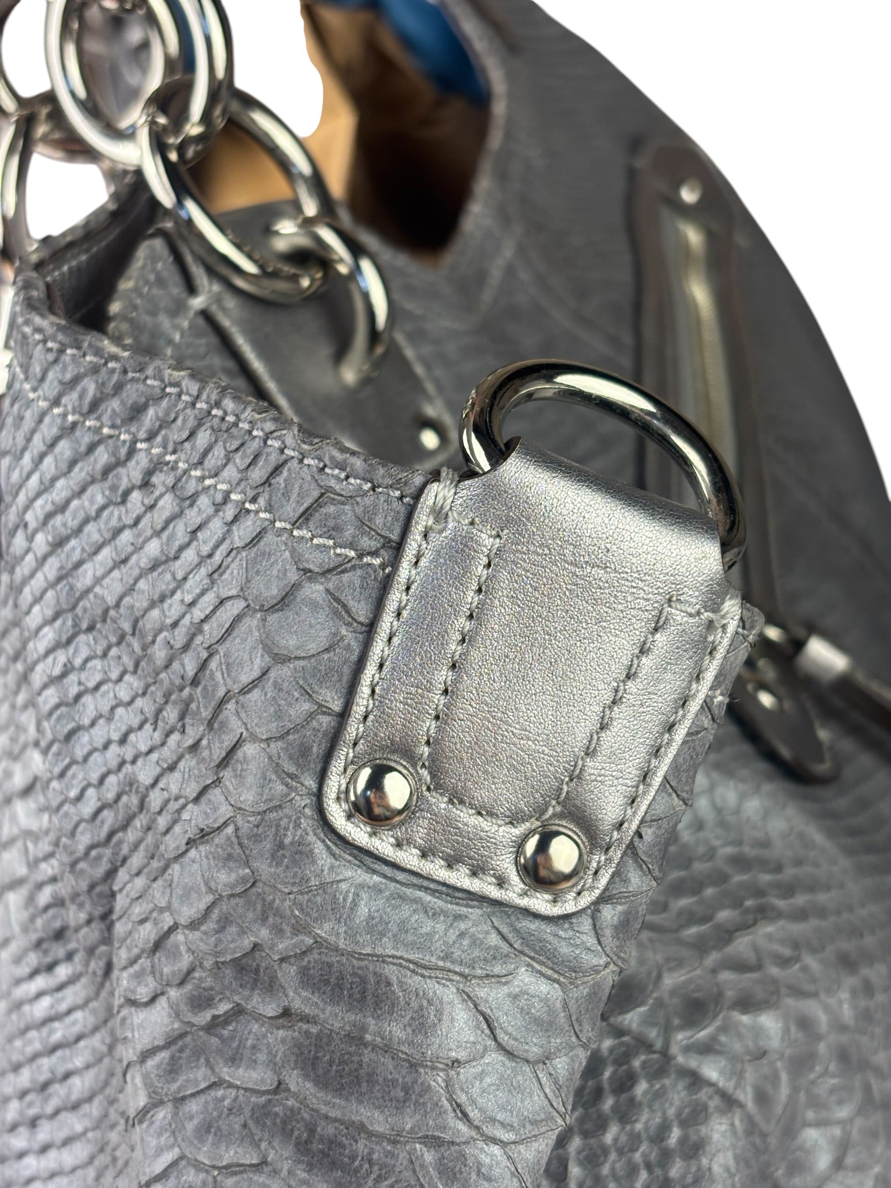 Coach Grey Pythonskin  Indy Babouska Two-Way Shoulder Bag