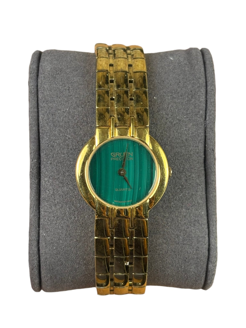 Gruen Green Stone Dial Gold Plate Band
