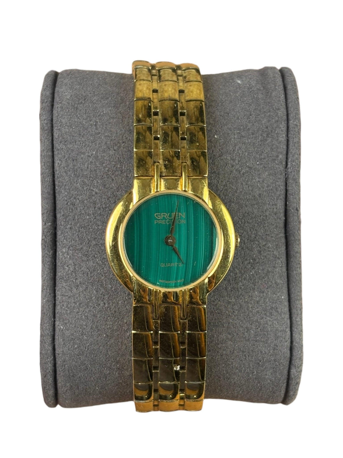 Gruen Green Stone Dial Gold Plate Band