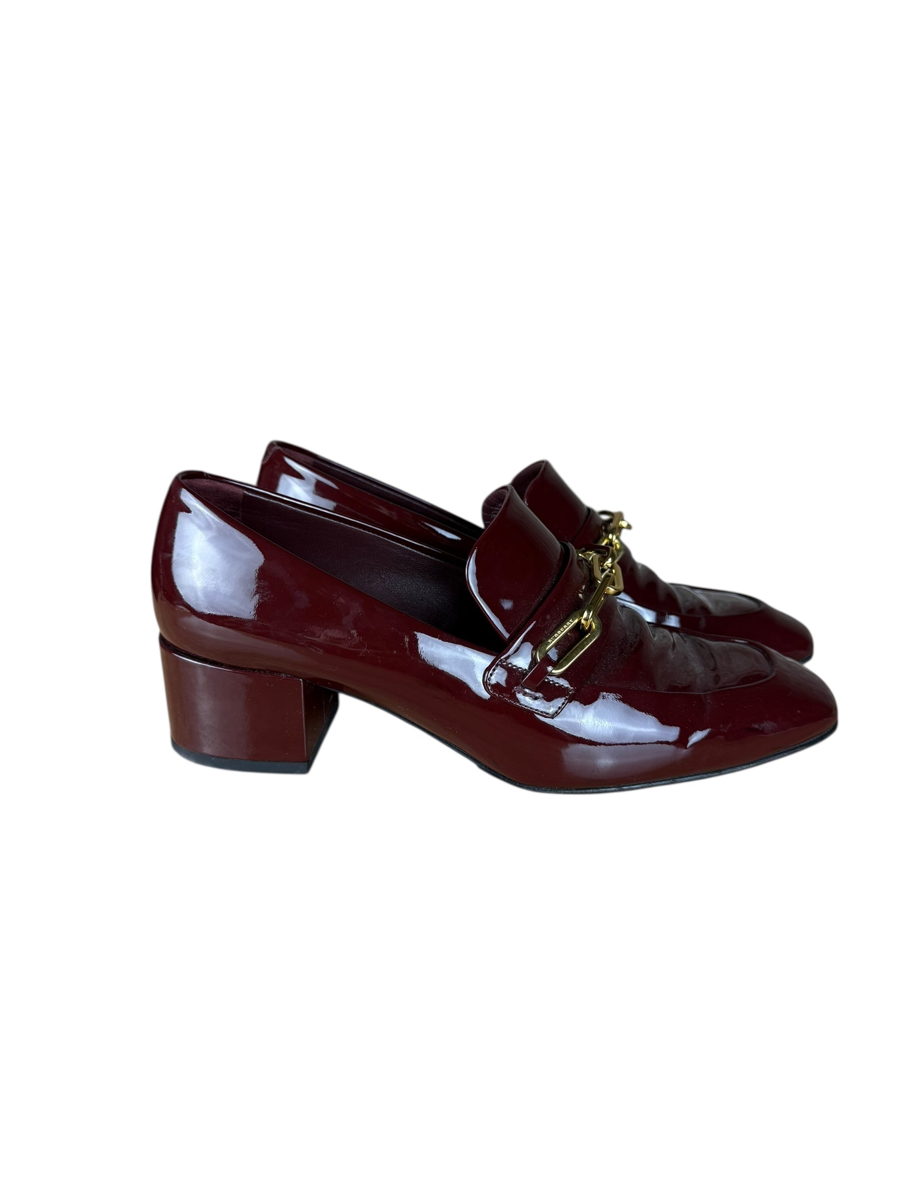 Burberry Burgundy Patent Leather Loafers