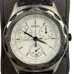 Gucci 50.000 White Dial Chronograph Black Sttrap