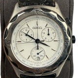 Gucci 50.000 White Dial Chronograph Black Sttrap