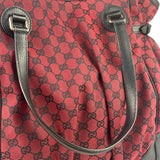 Gucci Red/Black Leather Trim GG Full Moon Tote