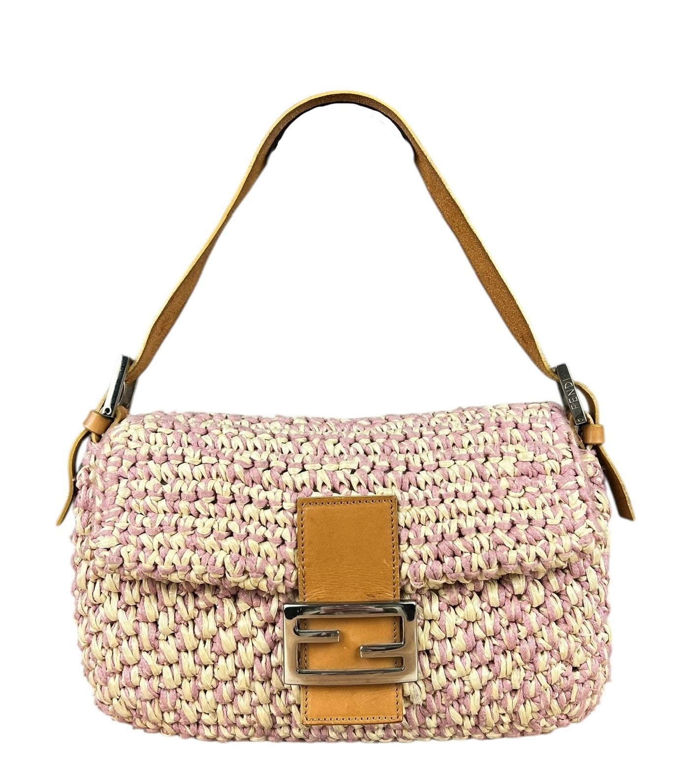 Fendi Raffia Crochet Baguette