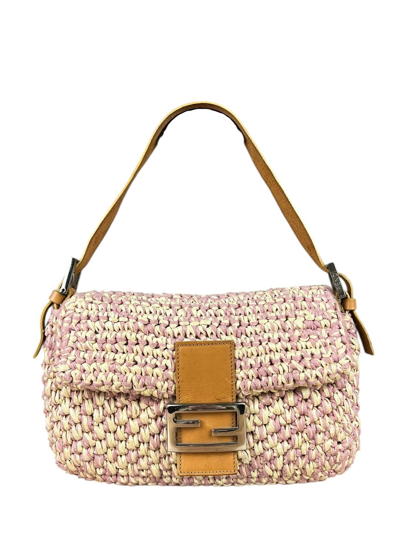 Fendi Raffia Crochet Baguette