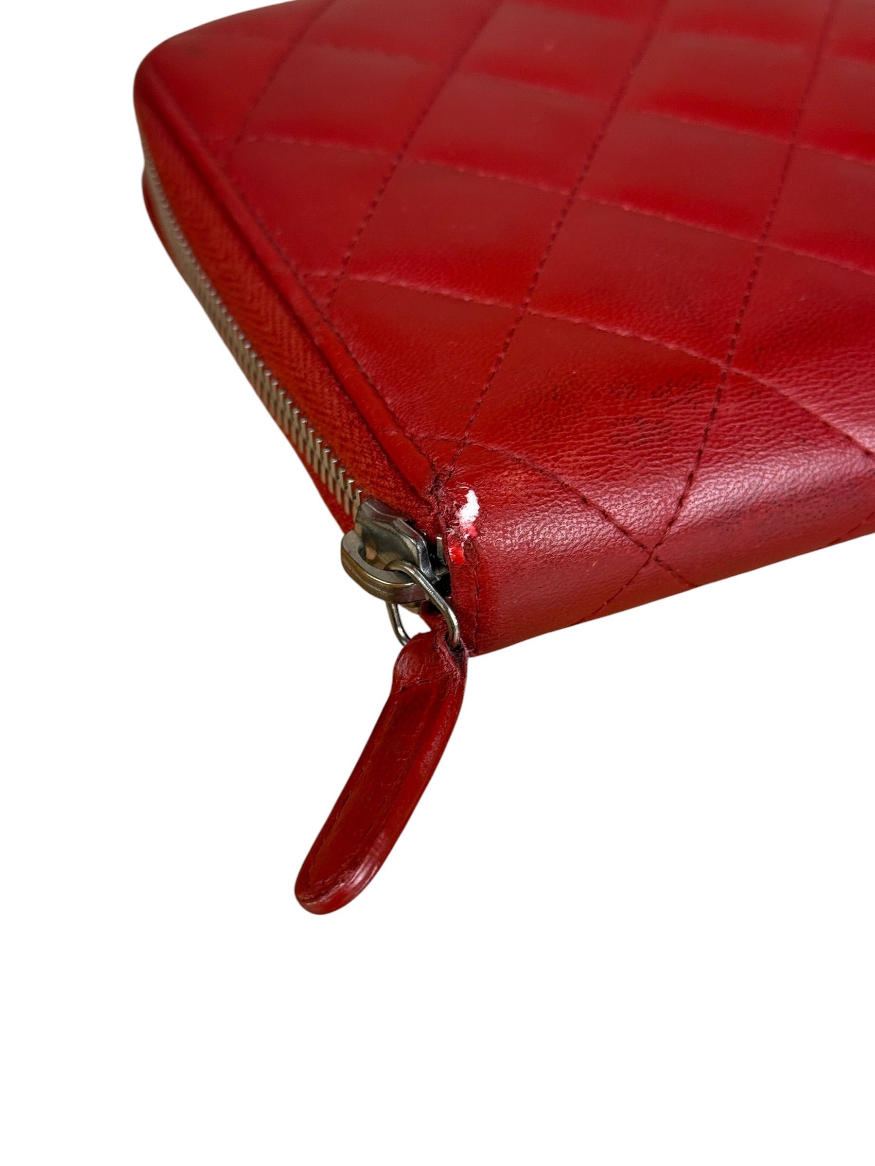 Chanel Red Quilted Leather Long Organizer Wallet 2010