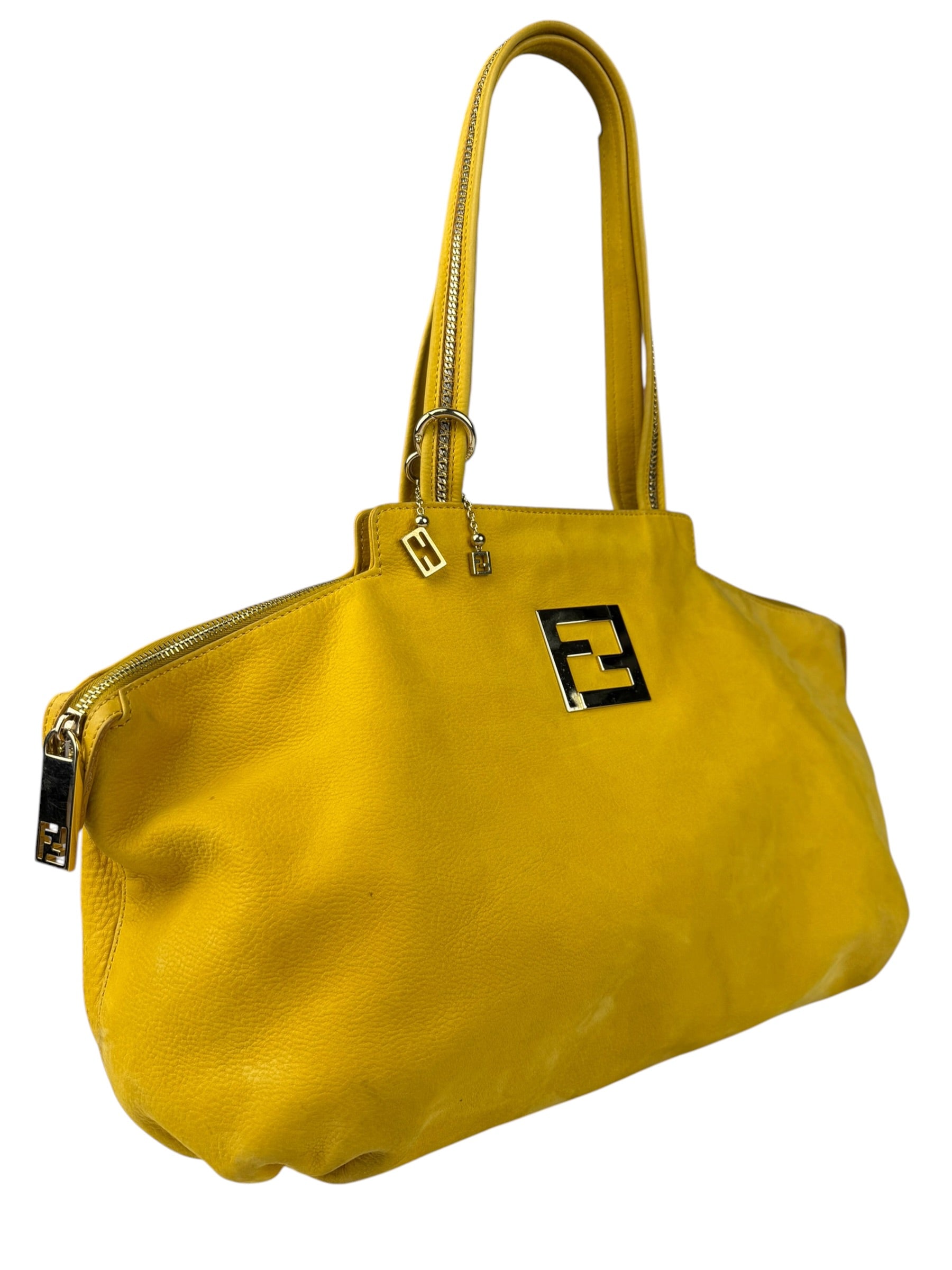 Fendi Yellow Leather Shoulder Bag