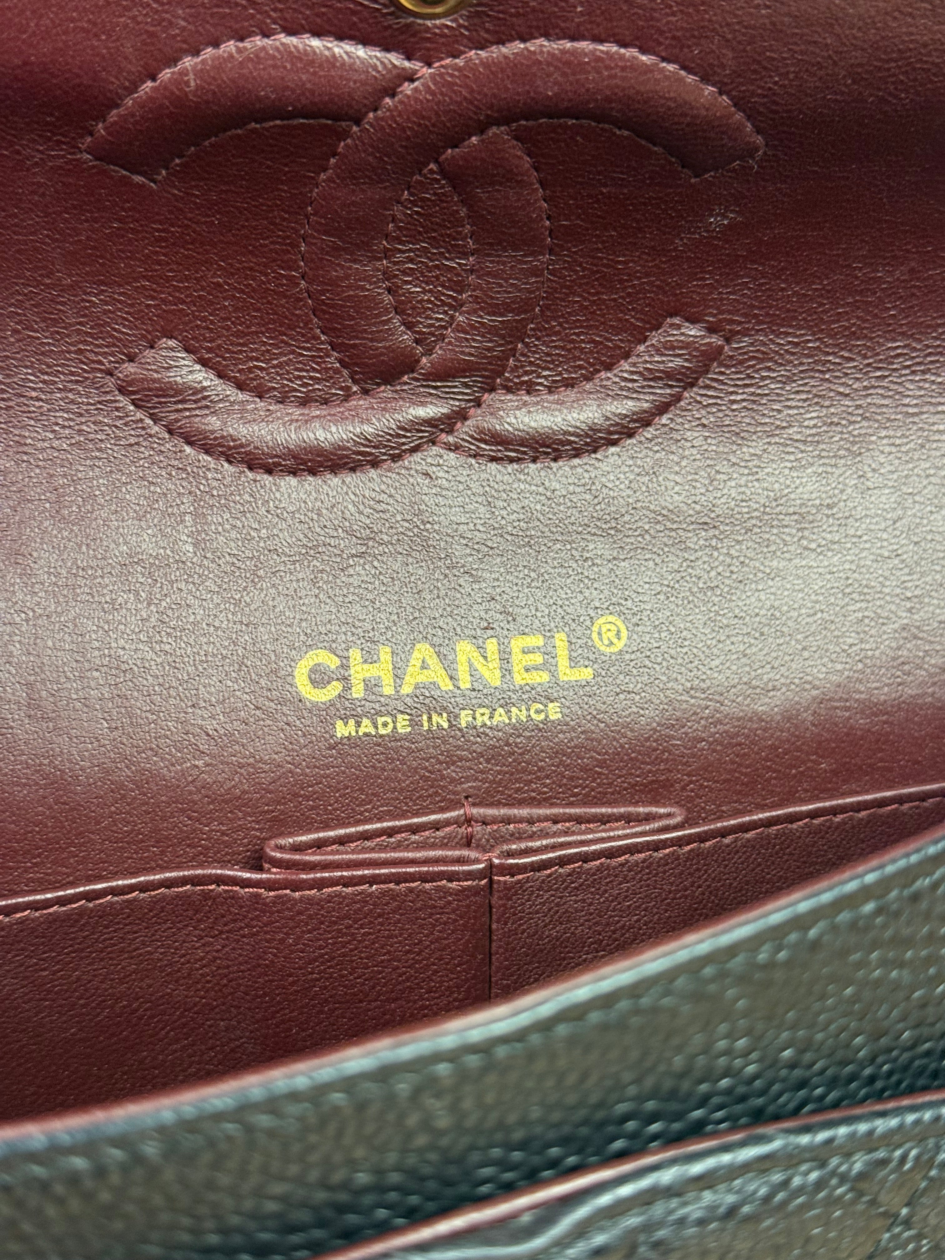 Chanel Black Quilted Leather Chain Double Leather Flap Bag 2012