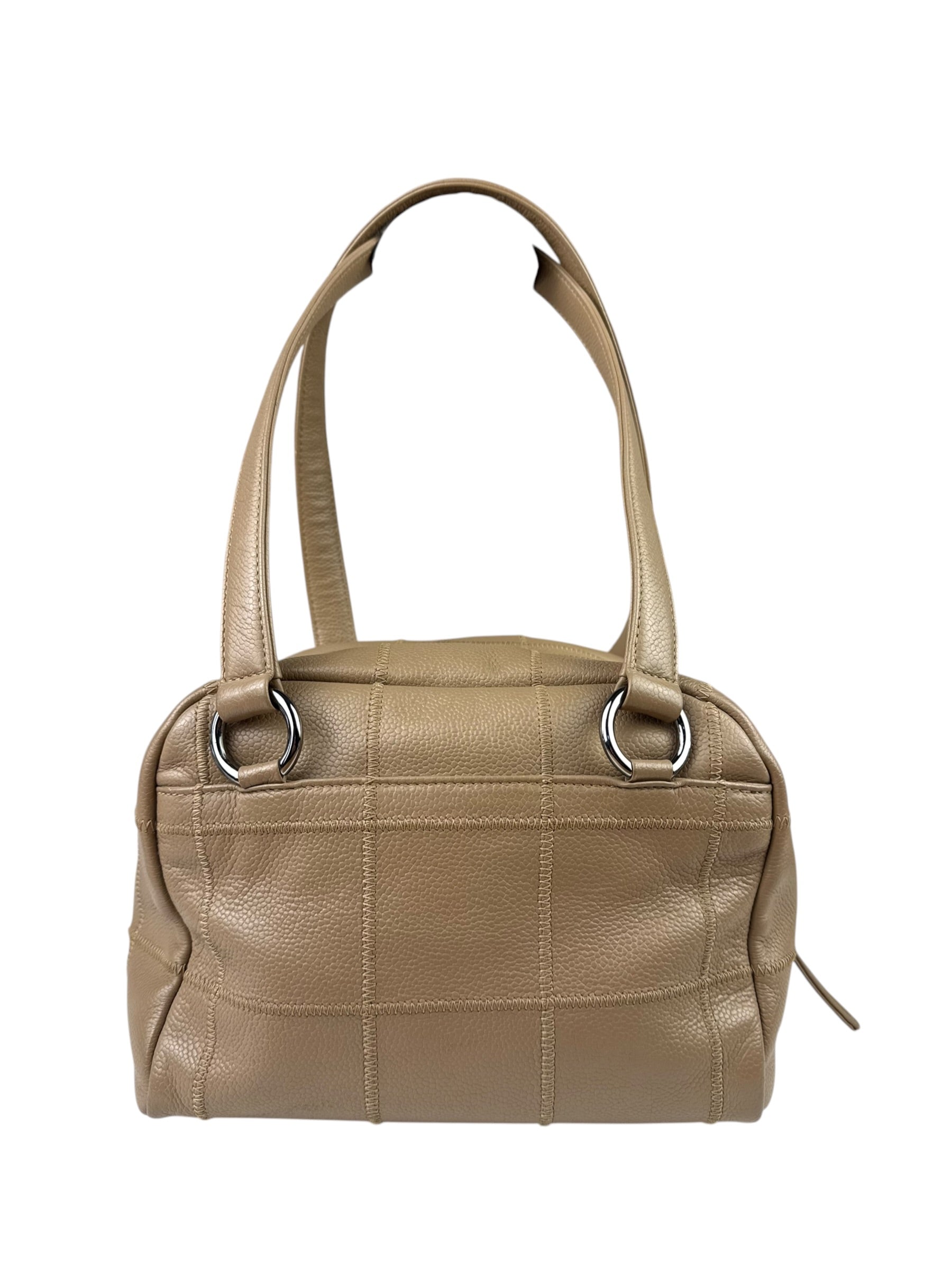 Chanel Beige Leather Chocolate Bar Bowler Bag 2004