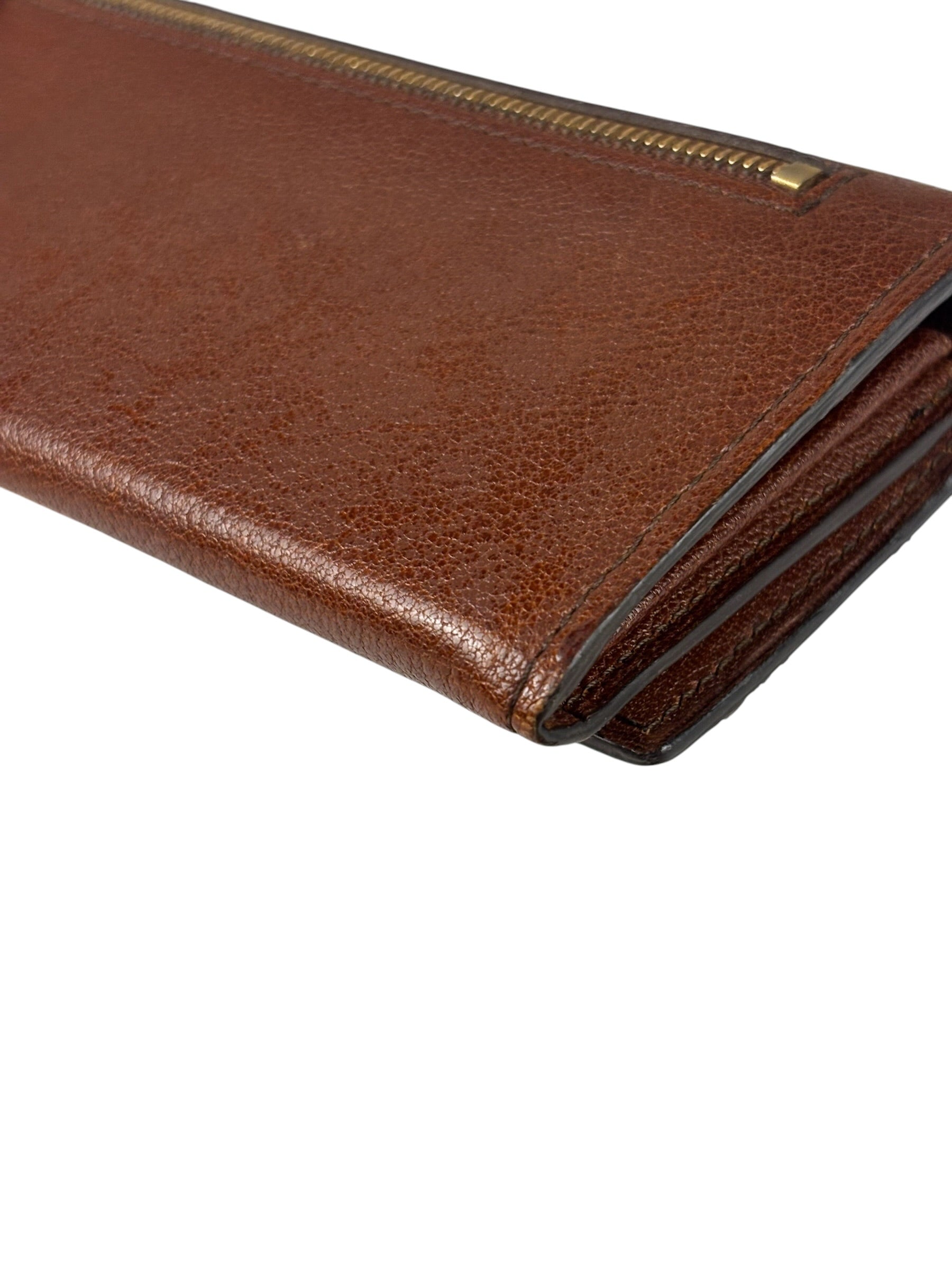 Tom Ford Brown Leather Flap Bi-Fold Wallet