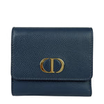 Christian Dior Navy Leather Tri-Fold Compact Wallet